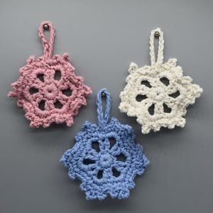 Handcrafted Crochet Snowflake Christmas Ornaments Set of Three